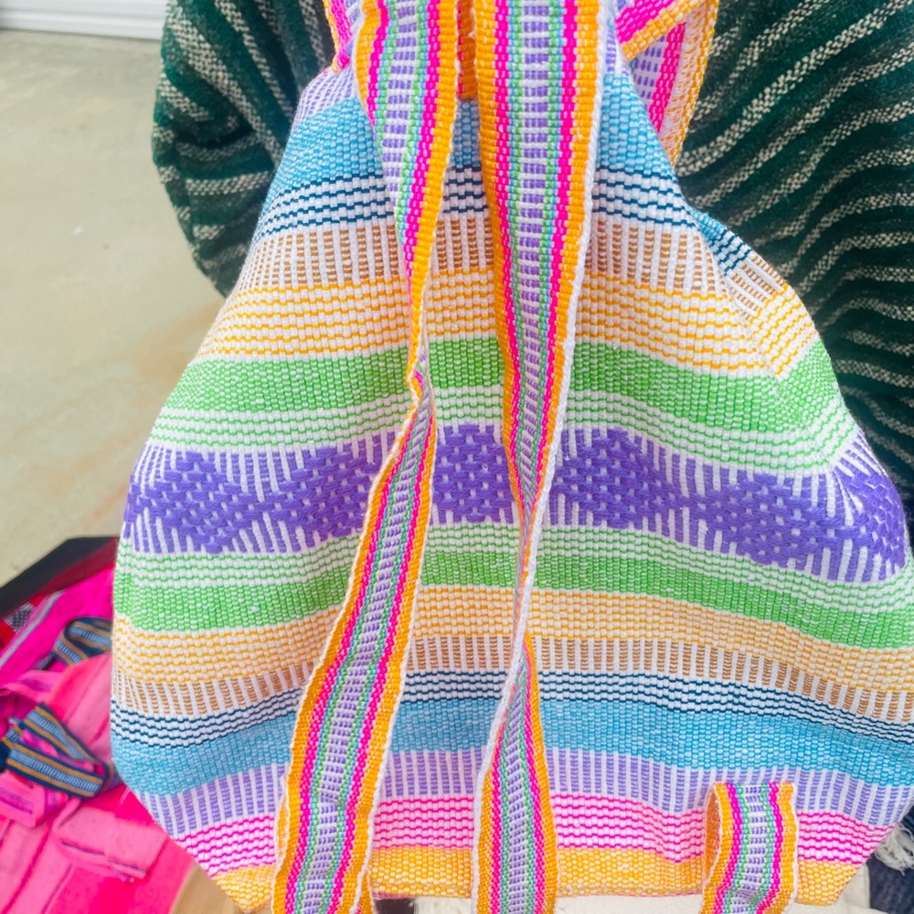 Colorful Woven Drawstring Bag - Picture 2 of 3